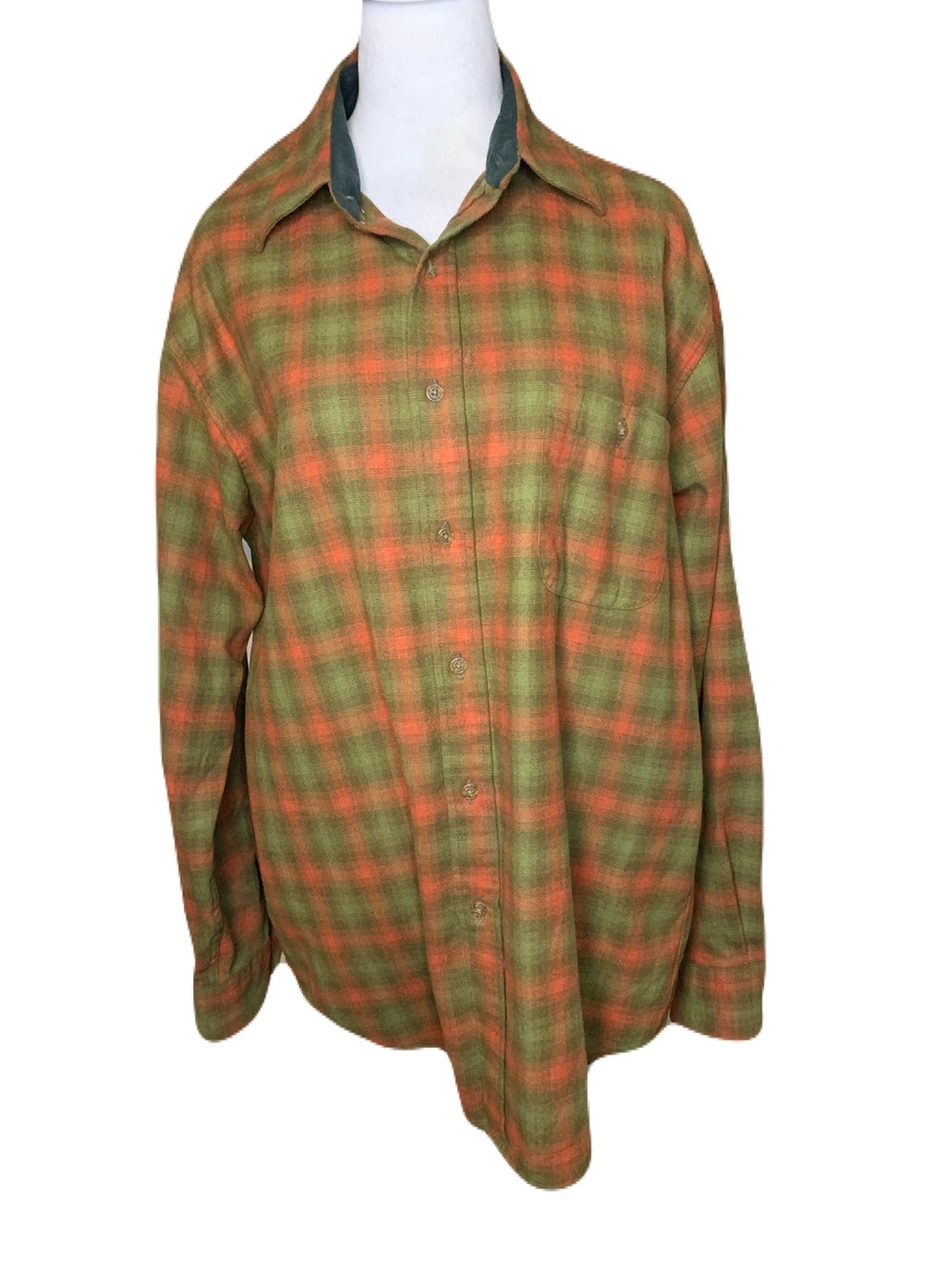 Vintage Pendleton Men’s Large Plaid Wool Button Front Trail Shirt Elbow Patch